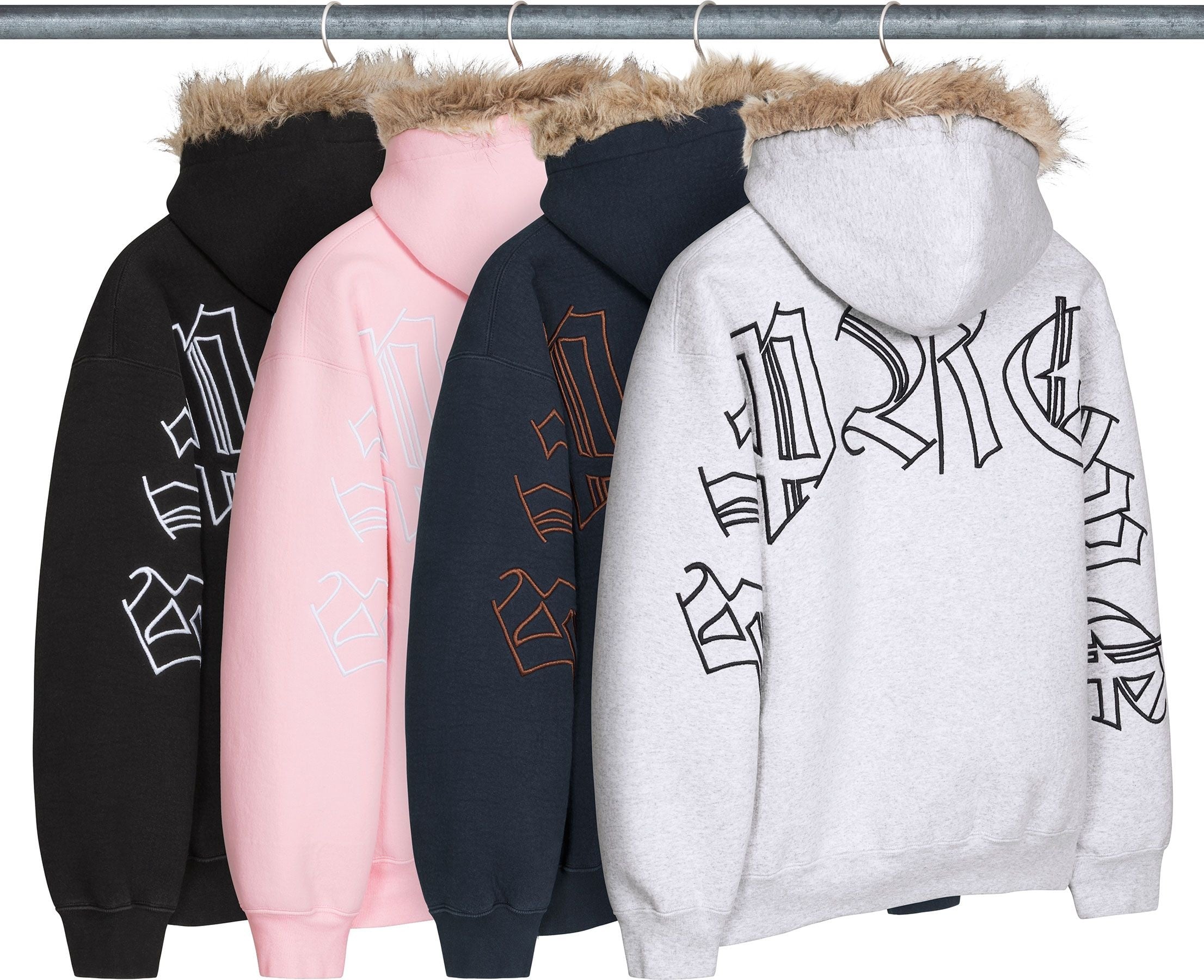 Faux Fur Zip Up Hooded Sweatshirt
